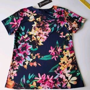Women's Floral Short Sleeve Top - Multicolor